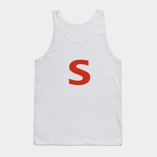 Letter s in Red Text Minimal Typography Tank Top by ellenhenryart